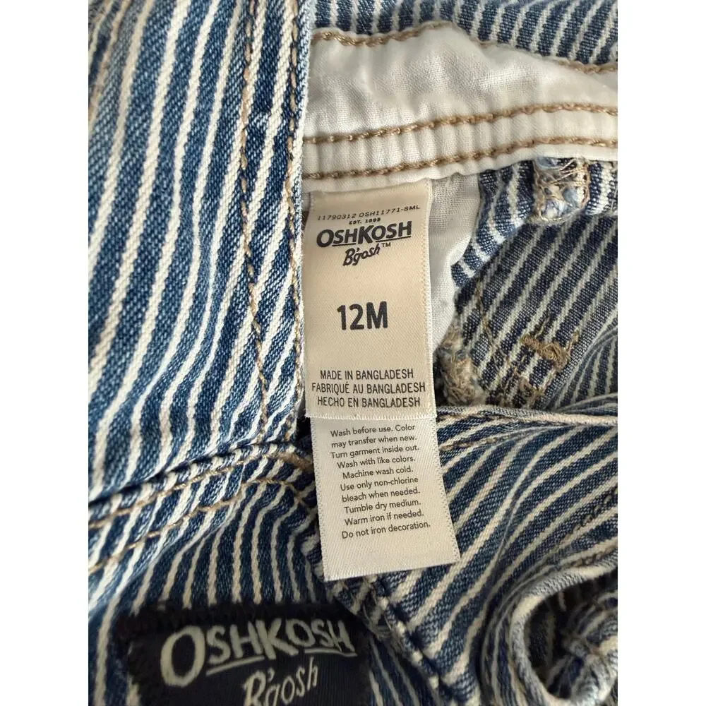 OshKosh B’gosh Railroad Stripe Cargo Overalls blue white